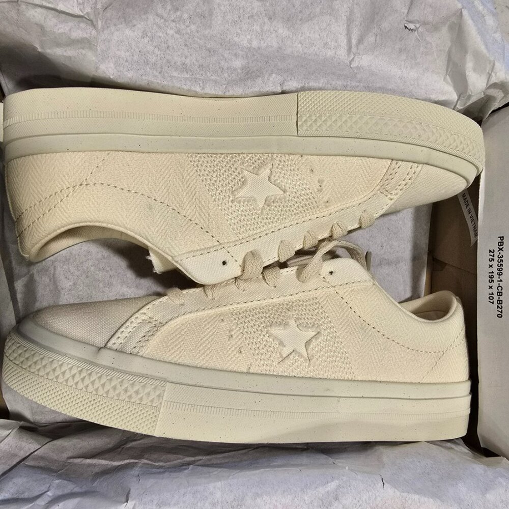 Converse One Star Pro OX Vintage Low Sneakers Herringbone Beige Women's 7 NEW - Picture 2 of 9